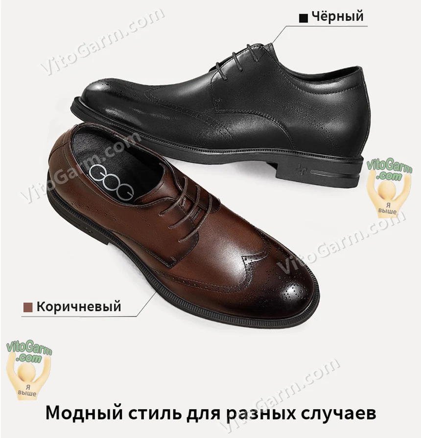 Чёрные и коричневые деловые туфли на шнурках