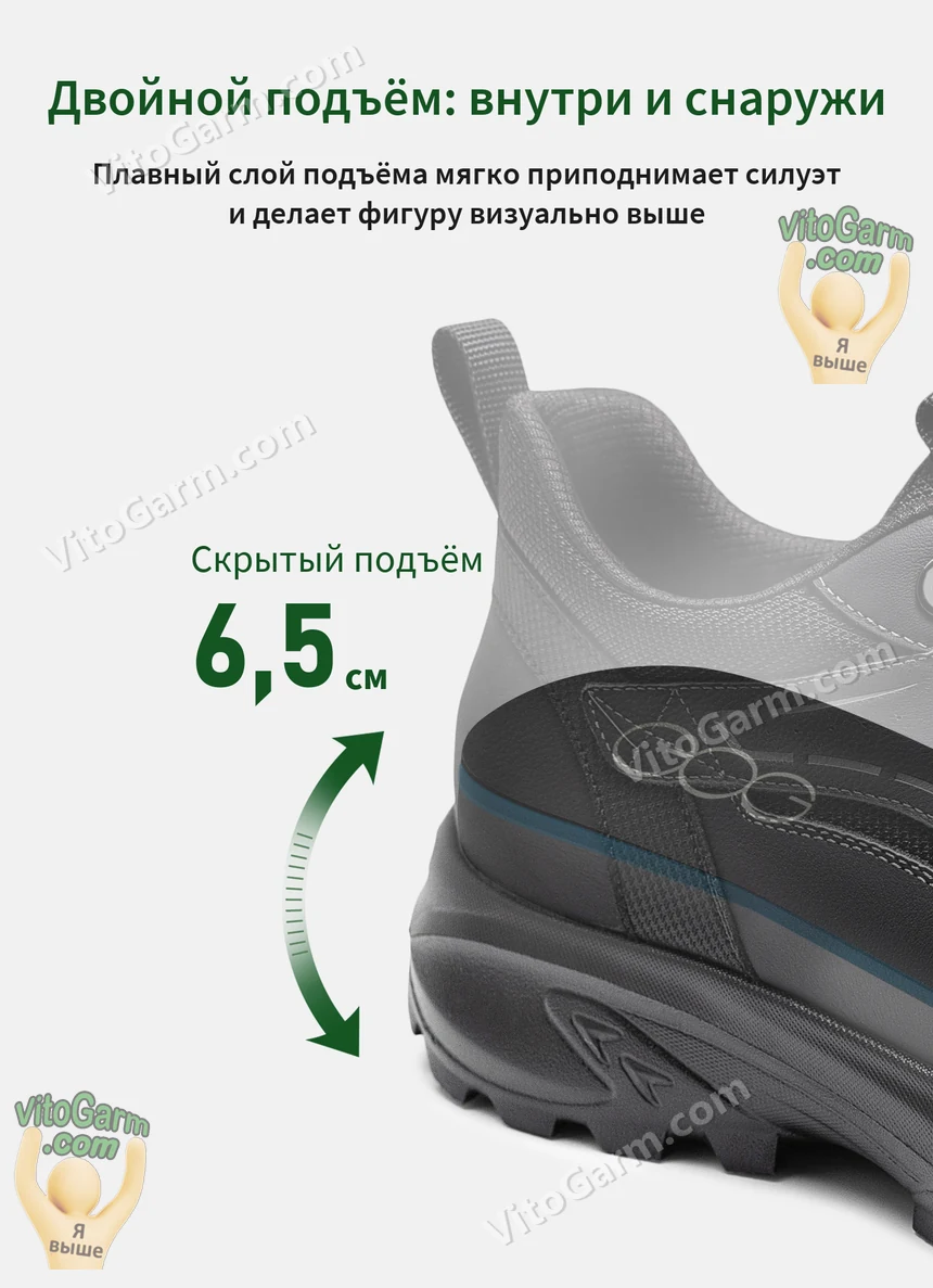 Скрытый подъём 6,5 см внутри и снаружи