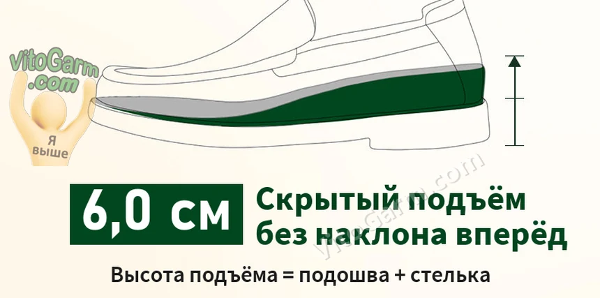 Скрытый подъём 6,0 см без наклона вперёд