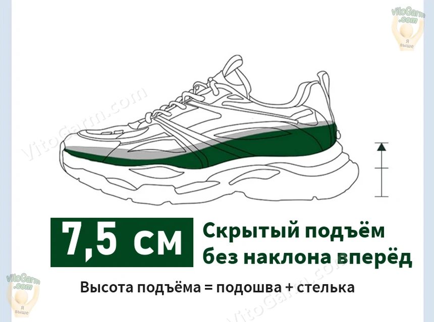 Скрытый подъём 7,5 см без наклона вперёд